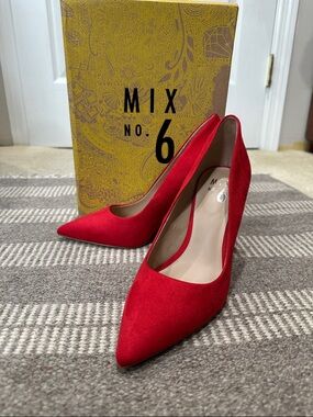 Mix No. 6 Red Pointed Toe Suede Stilettos